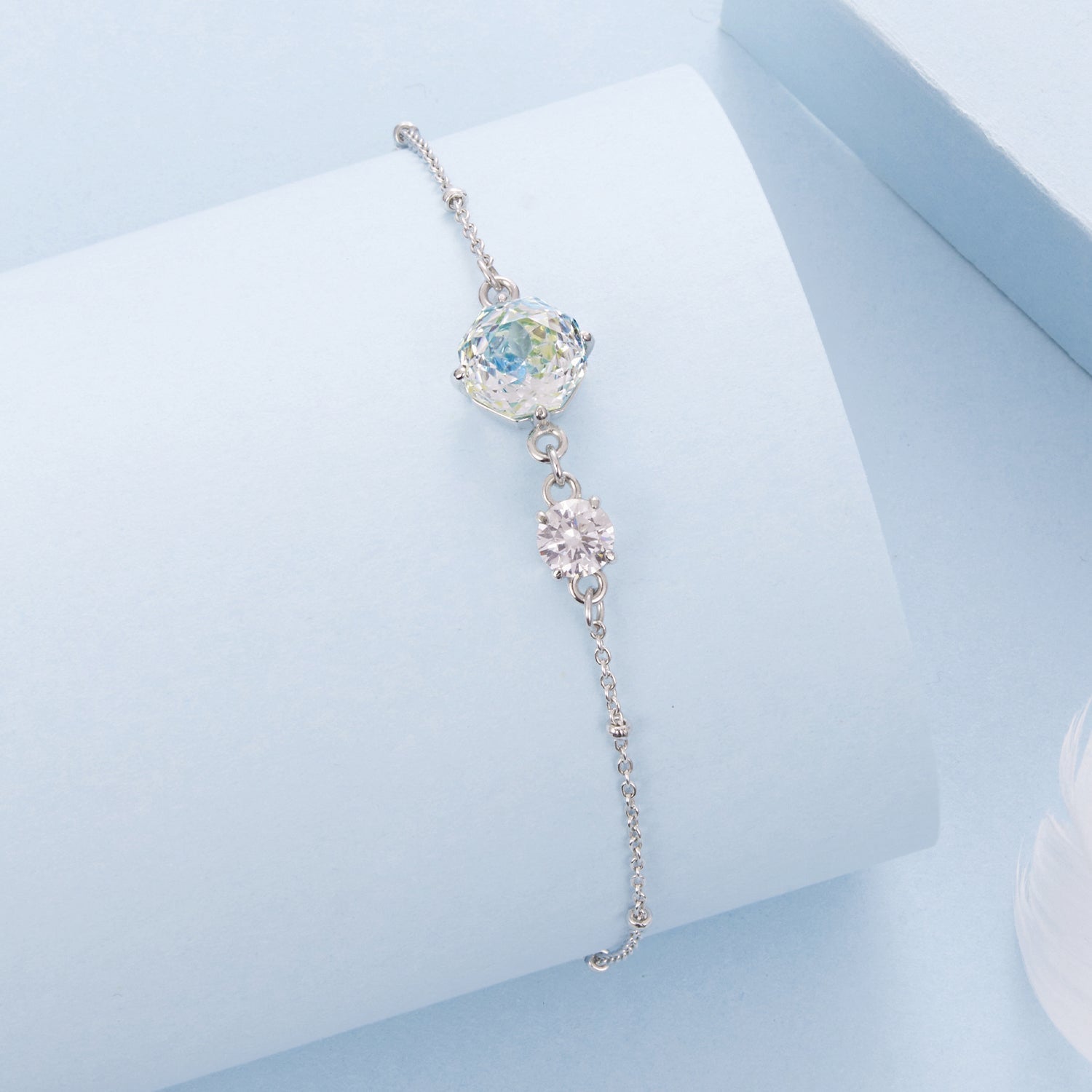 925 Sterling Silver 0.8cm CZ White Gold Plated Bracelet for Women  DestGlow