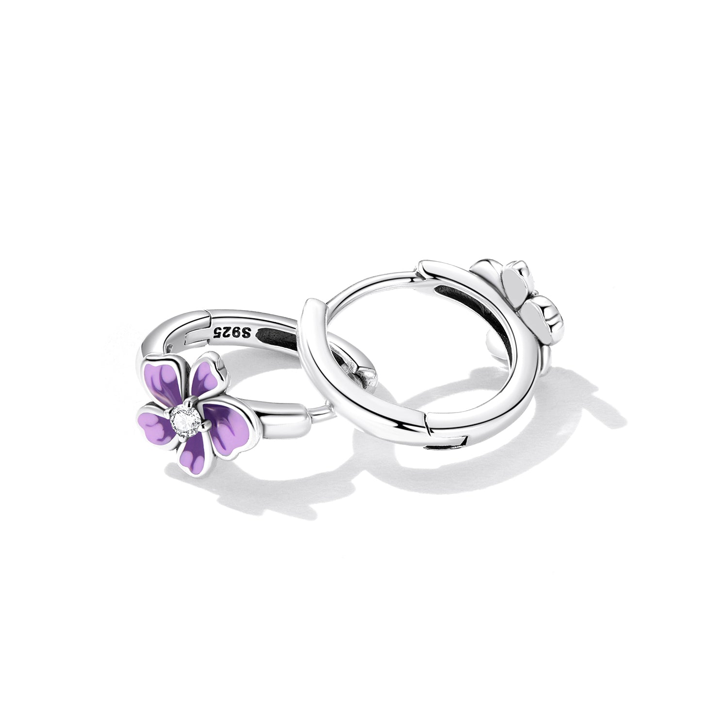 925 Sterling Silver Enamel Earrings with CZ - 1.2x0.7cm, Oxidized Finish for Women  DestGlow