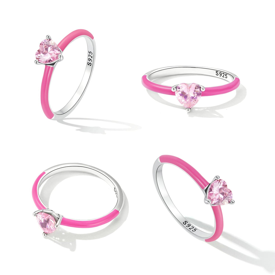 925 Sterling Silver Enamel Pavé CZ Ring Size 7 for Women  DestGlow