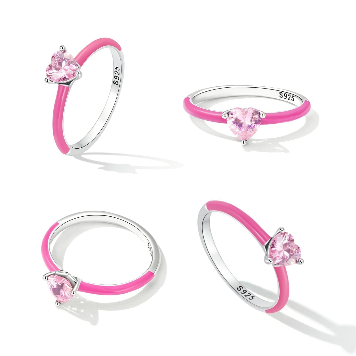 925 Sterling Silver Enamel Pavé CZ Ring Size 7 for Women  DestGlow
