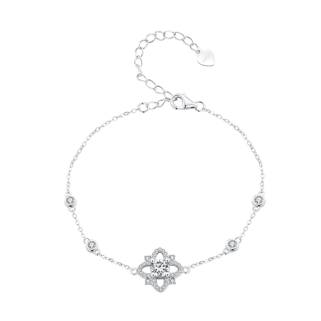 S925 Sterling Silver 0.5 Carat Moissanite Bracelet 16cm+5cm for Women  DestGlow