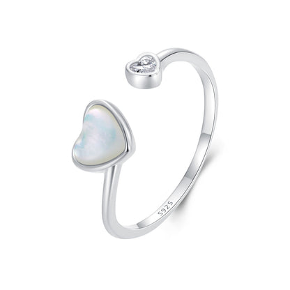 925 Sterling Silver Ring with Pavé Setting and White Shell  DestGlow