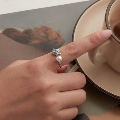 925 Sterling Silver Turtle Ring with Quality Shell Pearl &amp; CZ - Size: nan  DestGlow