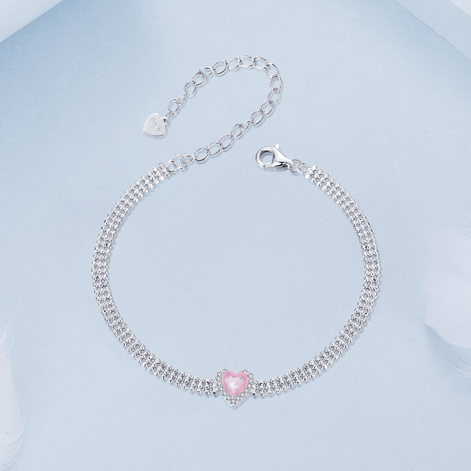 925 Sterling Silver White Gold Plated 8mm CZ Pendant Bracelet for Women  DestGlow