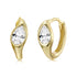 925 Sterling Silver Pave Setting CZ Earrings with Gold Plating, 1.3x0.5cm for Women  DestGlow