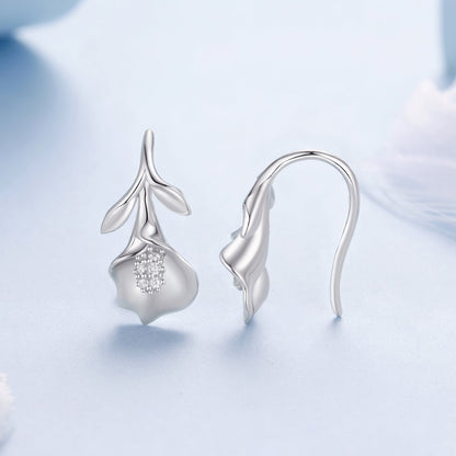 925 Sterling Silver Earrings with White Gold Plating and CZ  DestGlow