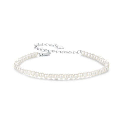 925 Sterling Silver White Gold Plated Shell Pearl Bracelet 16+6cm for Women  DestGlow