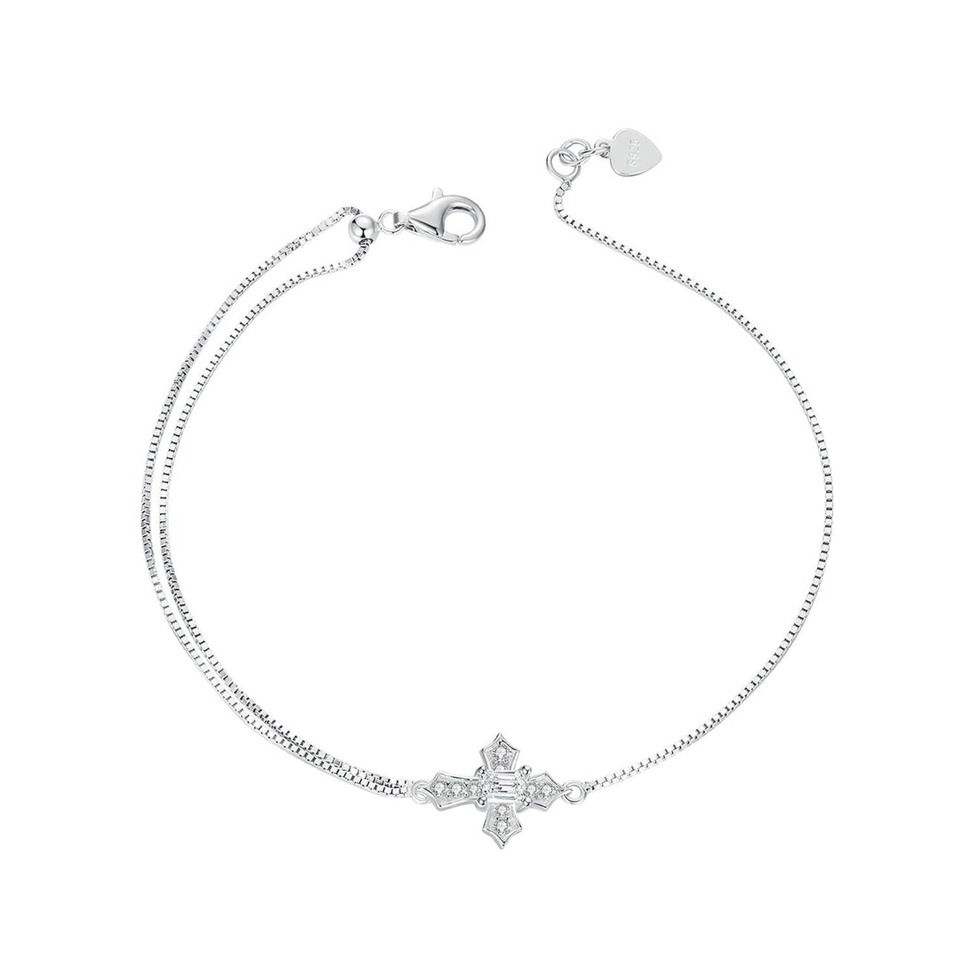925 Sterling Silver White Gold Plated Bracelet with CZ Pendant 200mm for Women  DestGlow