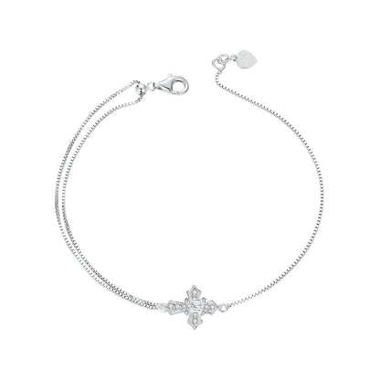 925 Sterling Silver White Gold Plated Bracelet with CZ Pendant 200mm for Women  DestGlow
