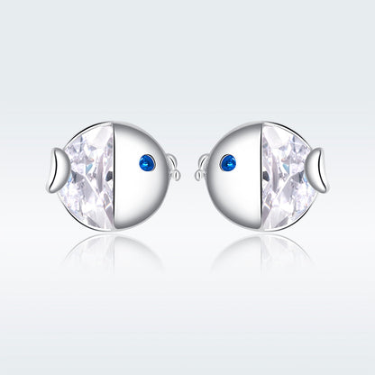 925 Sterling Silver Earrings with Pavé Setting CZ, Size 0.6*0.7cm, for Women  DestGlow