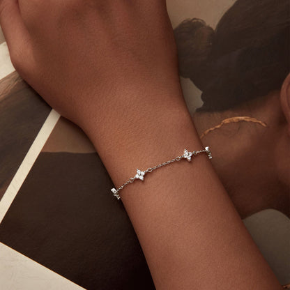 925 Sterling Silver White Gold Plated Adjustable CZ Bracelet for Women  DestGlow