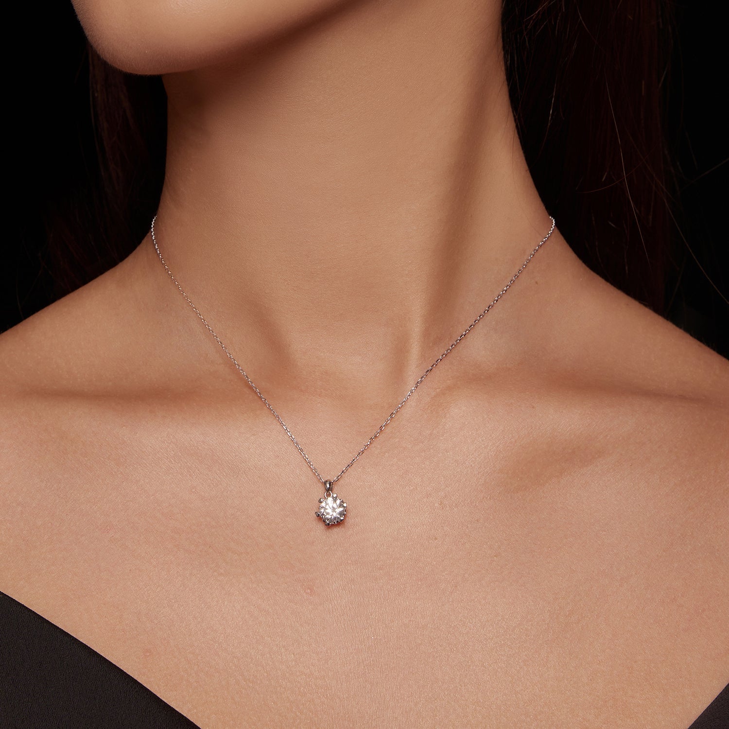 925 Sterling Silver Moissanite Necklace 39cm+5cm Length for Women  DestGlow