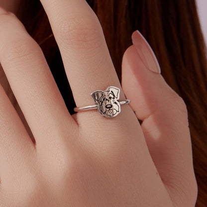 925 Sterling Silver Oxidized Silver Dog Ring for Women  DestGlow