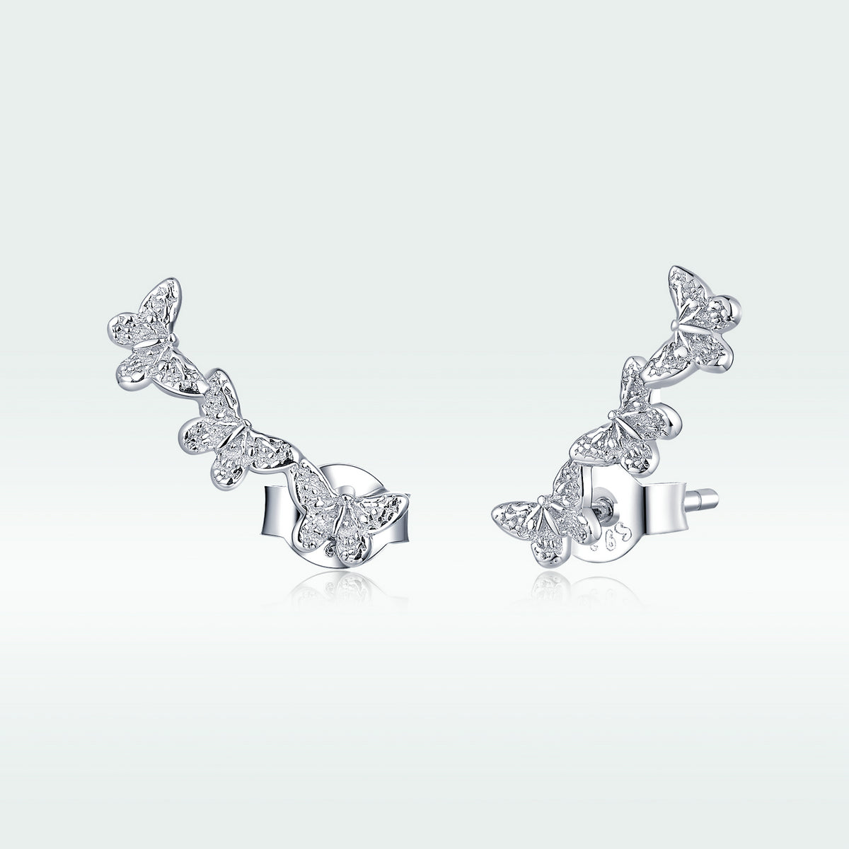 925 Sterling Silver Earrings - 1.4x0.5 cm - Platinum Plated for Women  DestGlow
