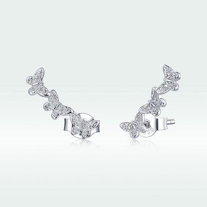 925 Sterling Silver Earrings - 1.4x0.5 cm - Platinum Plated for Women  DestGlow