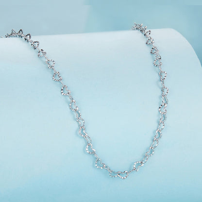925 Sterling Silver Necklace with Platinum Plating, 395+55mm Length, 3.0mm Width for Women  DestGlow