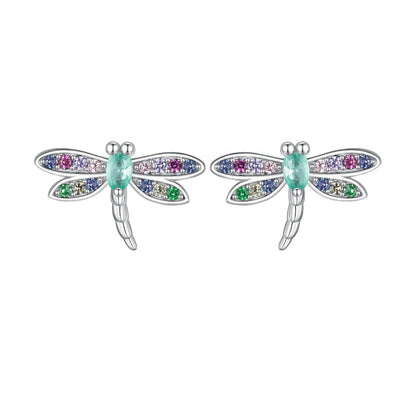 925 Sterling Silver Earrings with Pavé CZ and Transparent Glass