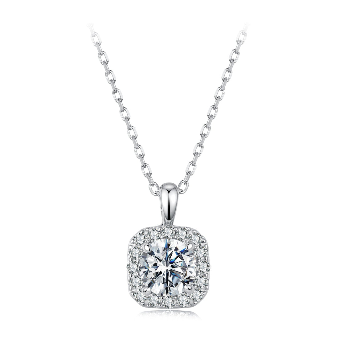 925 Sterling Silver Moissanite 1.4x1.0cm White Gold Plated Necklace 40+5cm for Women  DestGlow