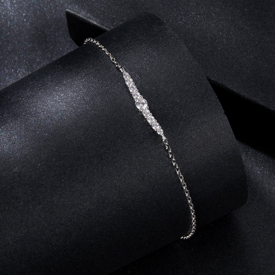 925 Sterling Silver Moissanite Bracelet for Women, Plated White Gold, 15+6cm  DestGlow