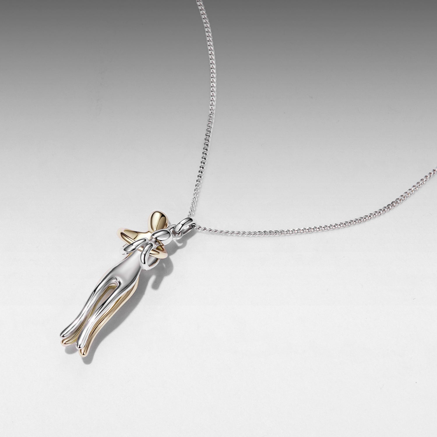925 Sterling Silver Plated White Gold &amp; Gold Necklace 40+5cm for Women  DestGlow