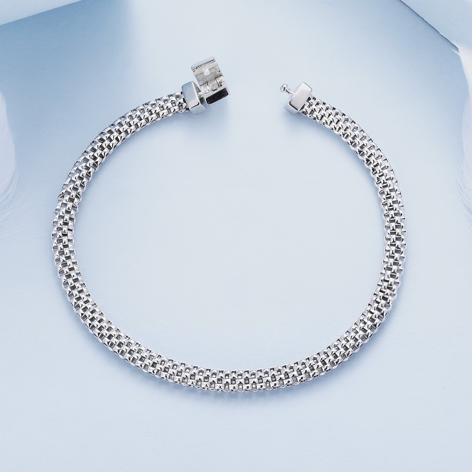 925 Sterling Silver Plated Platinum 17.0 Size Bracelet for Women  DestGlow