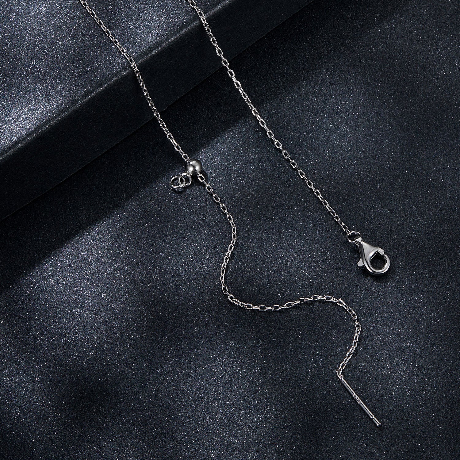 925 Sterling Silver + Moissanite Adjustable Necklace for Women - White Gold 0.5ct &amp; 0.1ct