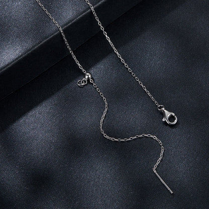 925 Sterling Silver + Moissanite Adjustable Necklace for Women - White Gold 0.5ct &amp; 0.1ct