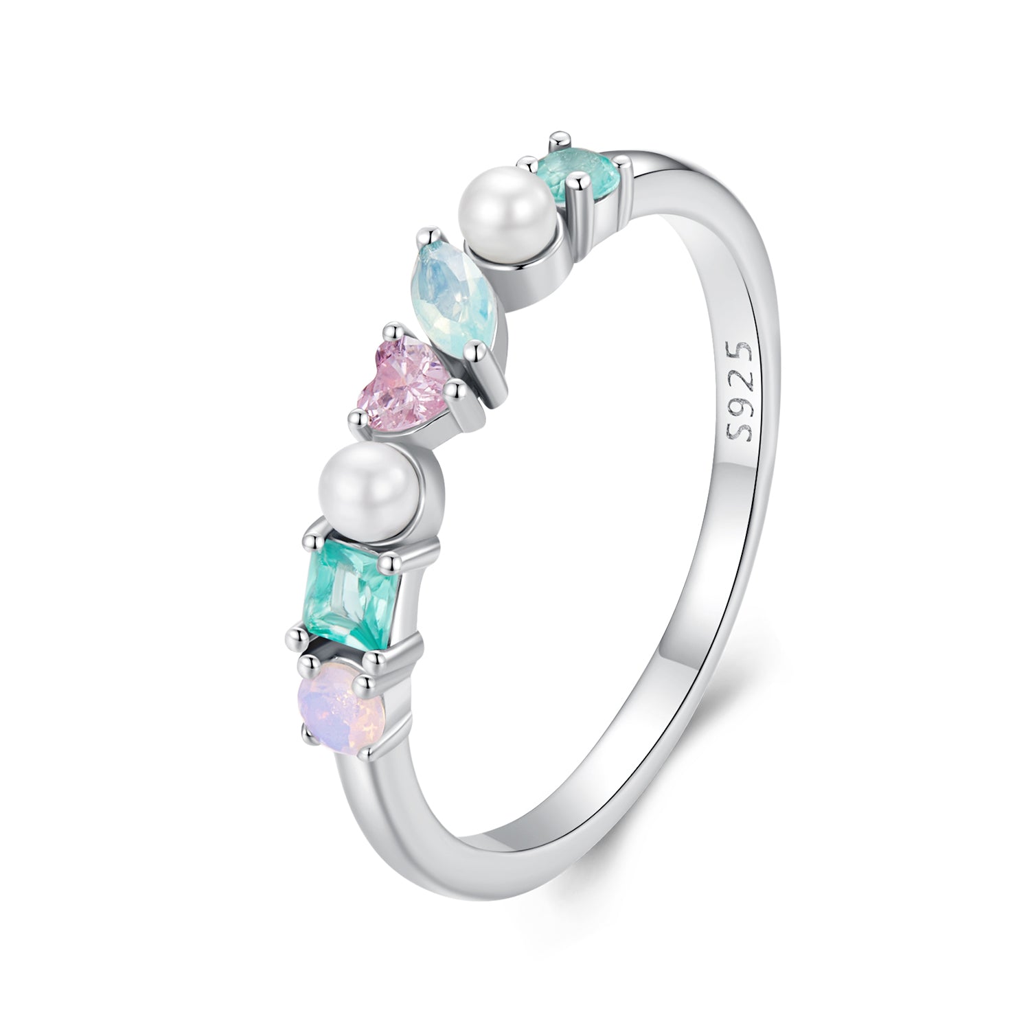 925 Sterling Silver Ring with Nano Opal Stone, Size 6, for Women  DestGlow