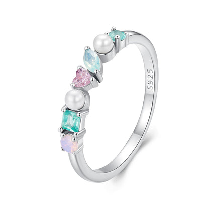 925 Sterling Silver Ring with Nano Opal Stone, Size 6, for Women  DestGlow