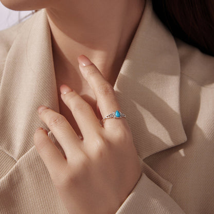 925 Sterling Silver Synthetic Turquoise Ring for Women  DestGlow
