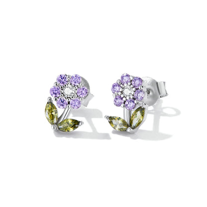 925 Sterling Silver Earrings with Pavé Setting CZ in White Gold  DestGlow