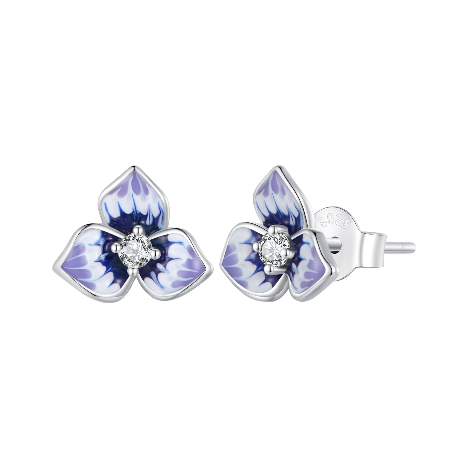 925 Sterling Silver Enamel CZ Earrings 8mm x 10mm for women  DestGlow