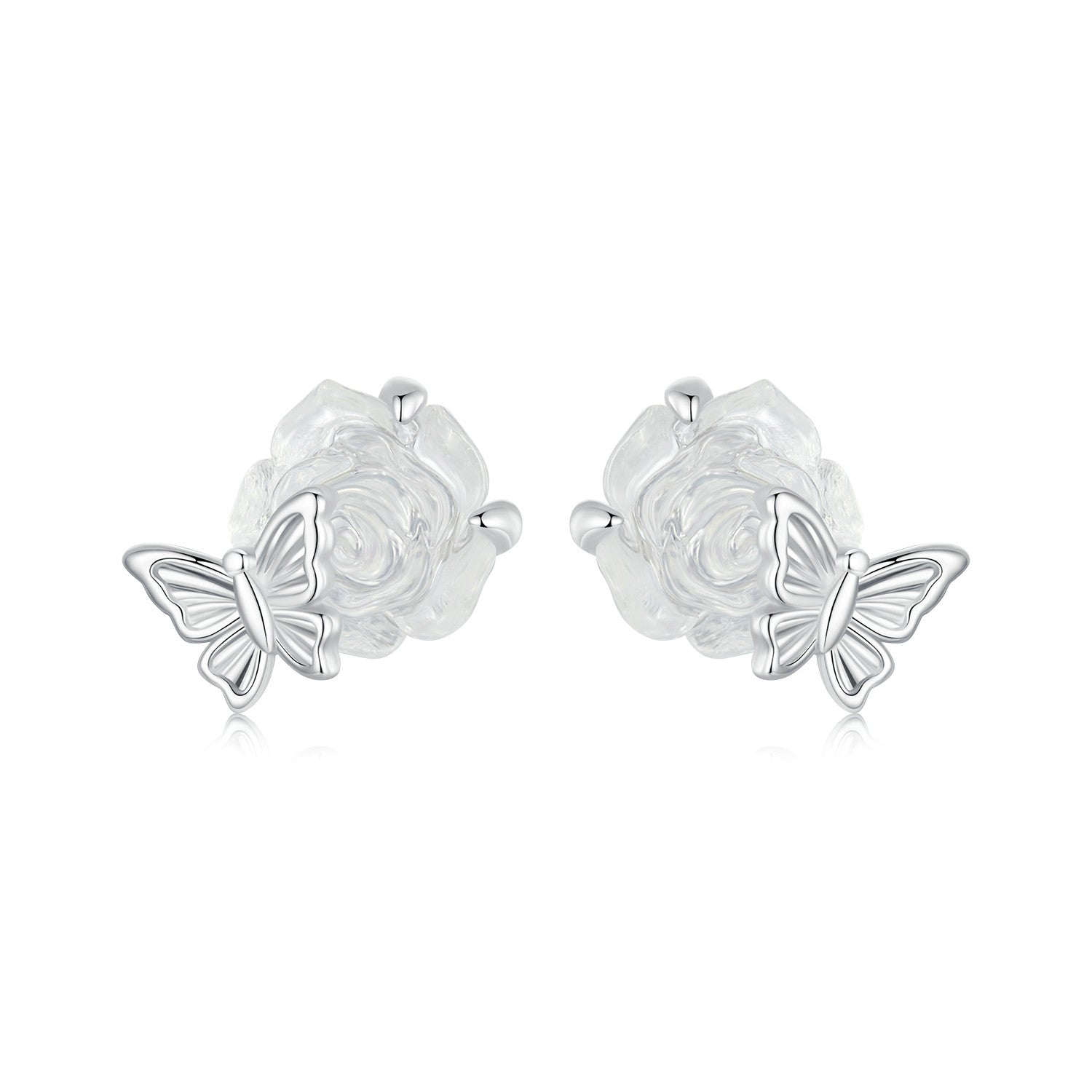 925 Sterling Silver White Gold Plated Resin Earrings 8x10mm for Women  DestGlow