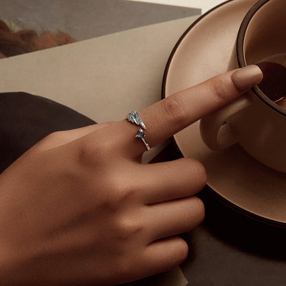 925 Sterling Silver Transparent Glass Ring for Women  DestGlow