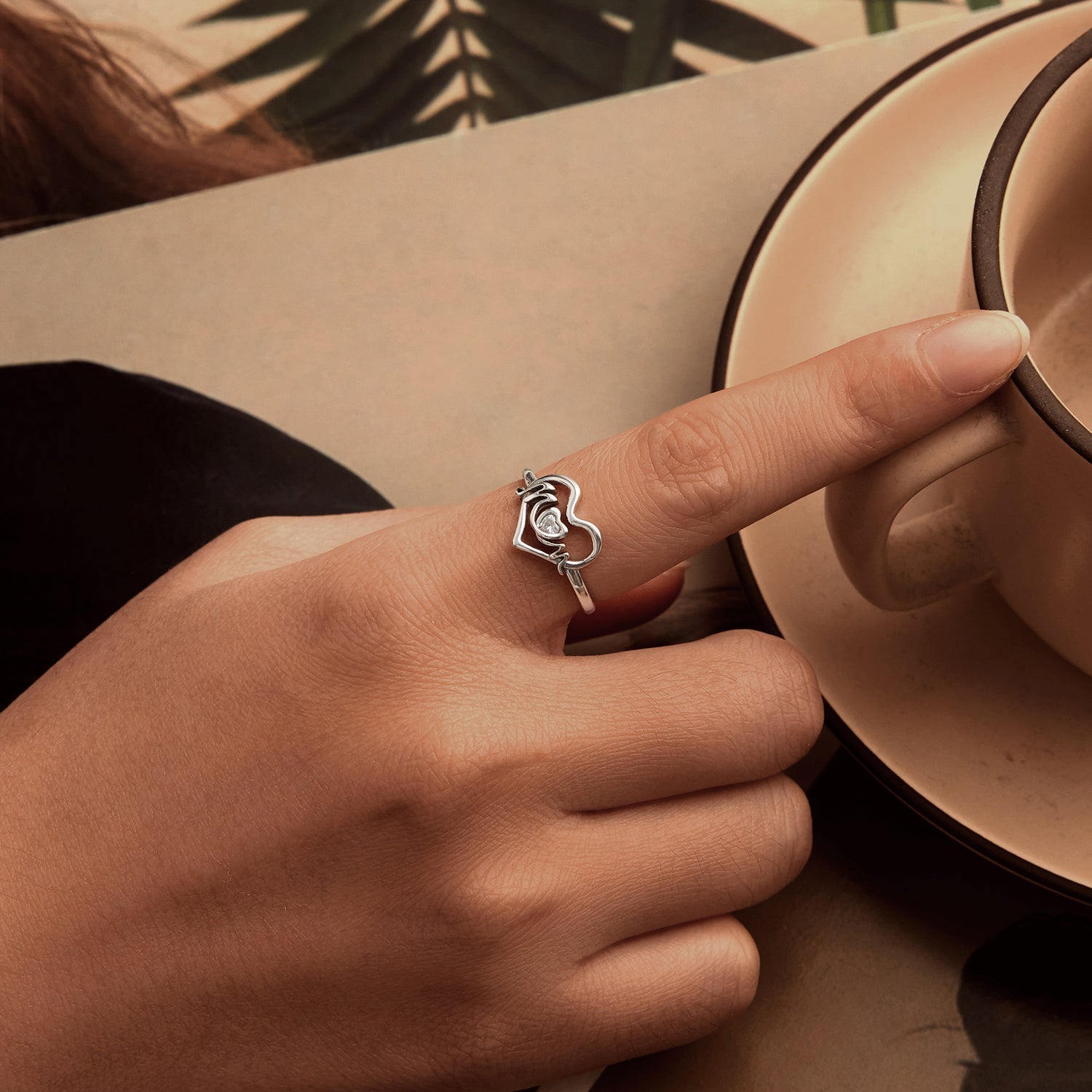 925 Sterling Silver Heart-shaped CZ Ring for Women  DestGlow