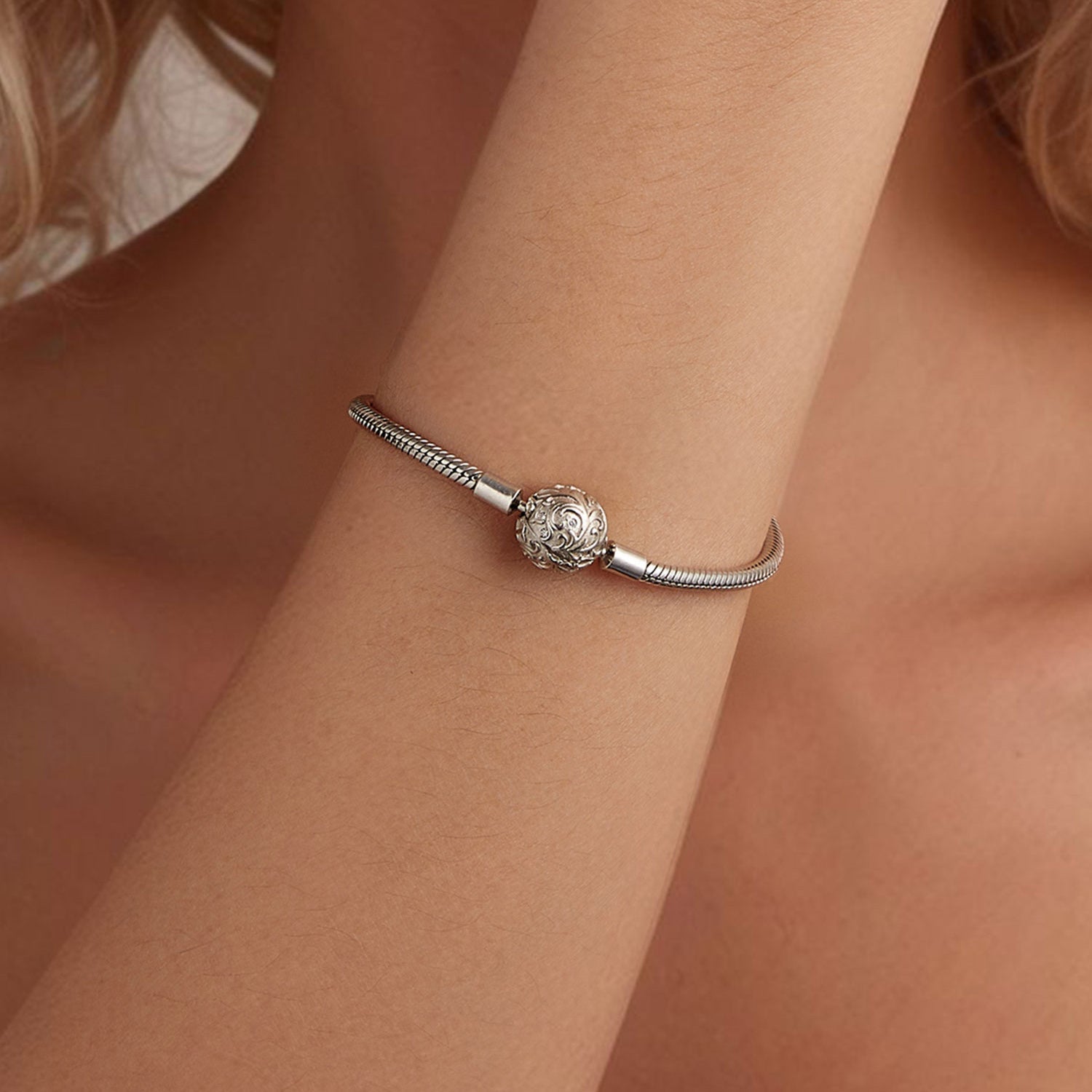 925 Sterling Silver White Gold Plated 17cm CZ Pavé Bracelet for Women  DestGlow