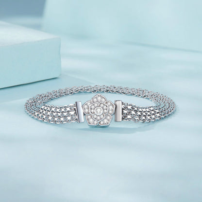 925 Sterling Silver and Platinum Plated 17.0 cm Pavé Setting CZ Bracelet for Women  DestGlow