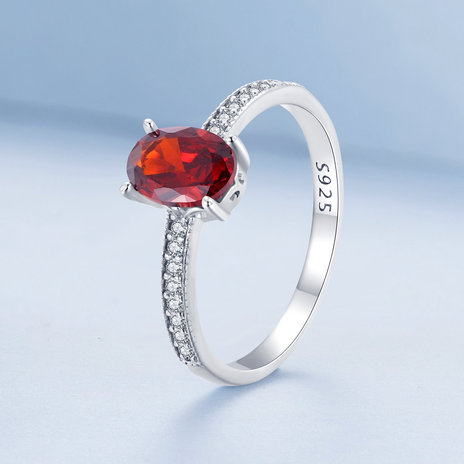 925 Sterling Silver Pavé Setting CZ Synthetic Garnet Ring for Women  DestGlow
