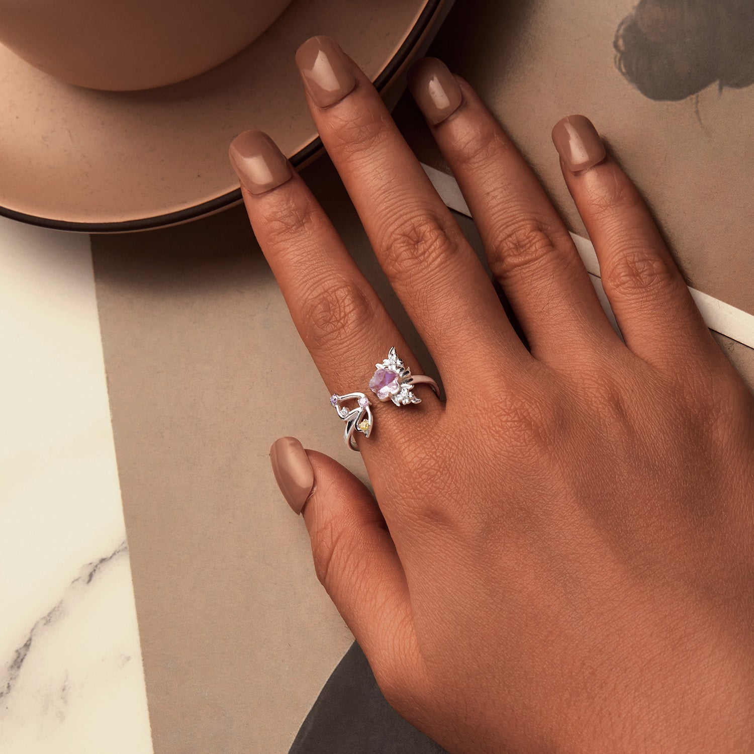 925 Sterling Silver Ring with Pavé Setting CZ, White Gold Plated, 1.7mm Width, for Women  DestGlow