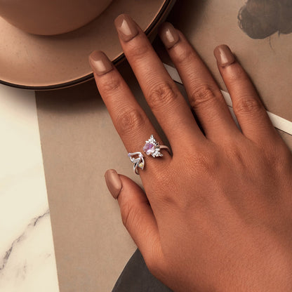 925 Sterling Silver Ring with Pavé Setting CZ, White Gold Plated, 1.7mm Width, for Women  DestGlow