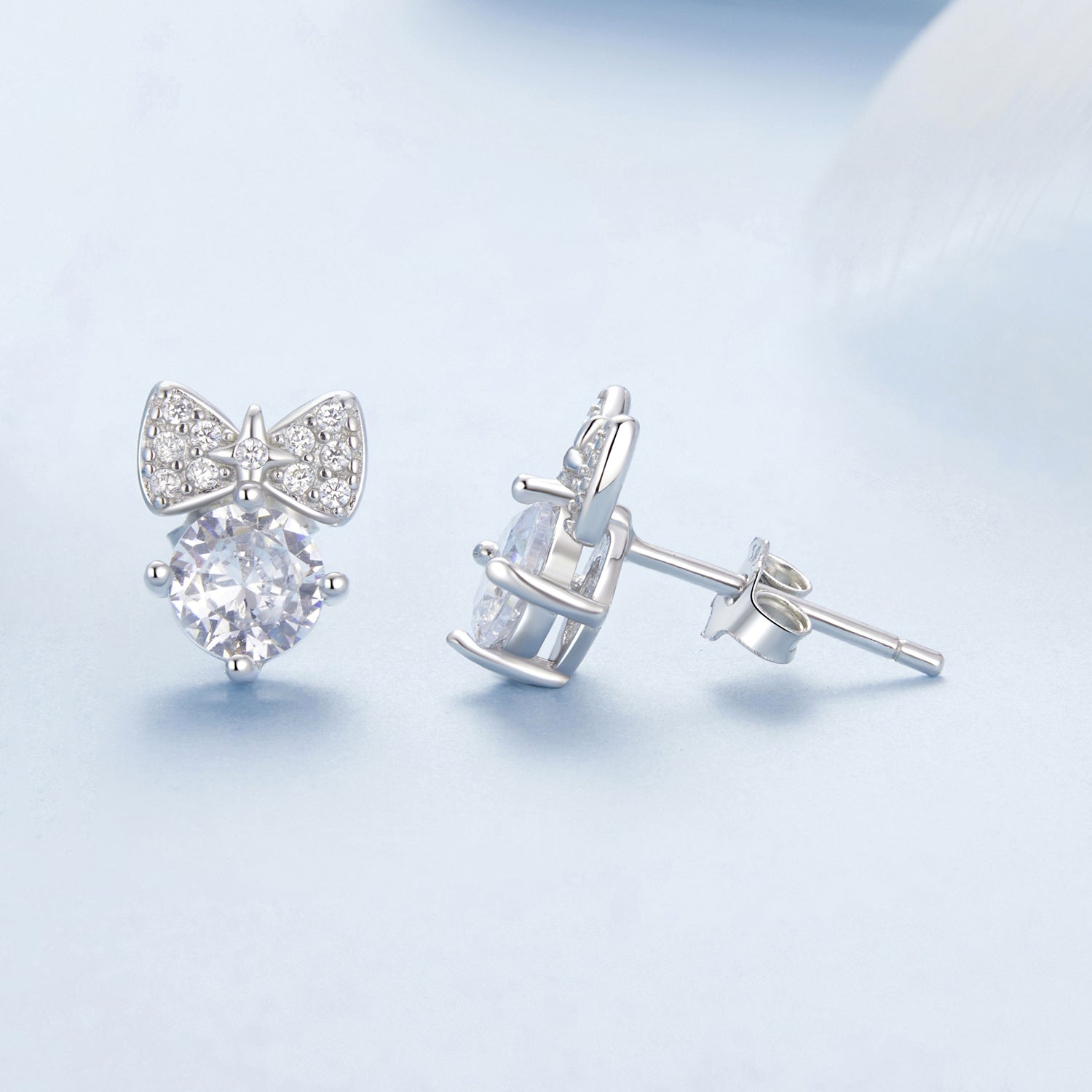 925 Sterling Silver Earrings with CZ and White Gold Plating for Women  DestGlow