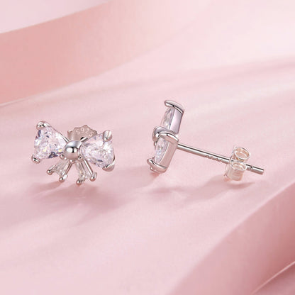 925 Sterling Silver White Gold Plated CZ Earrings for Women - 0.7x1.0cm  DestGlow