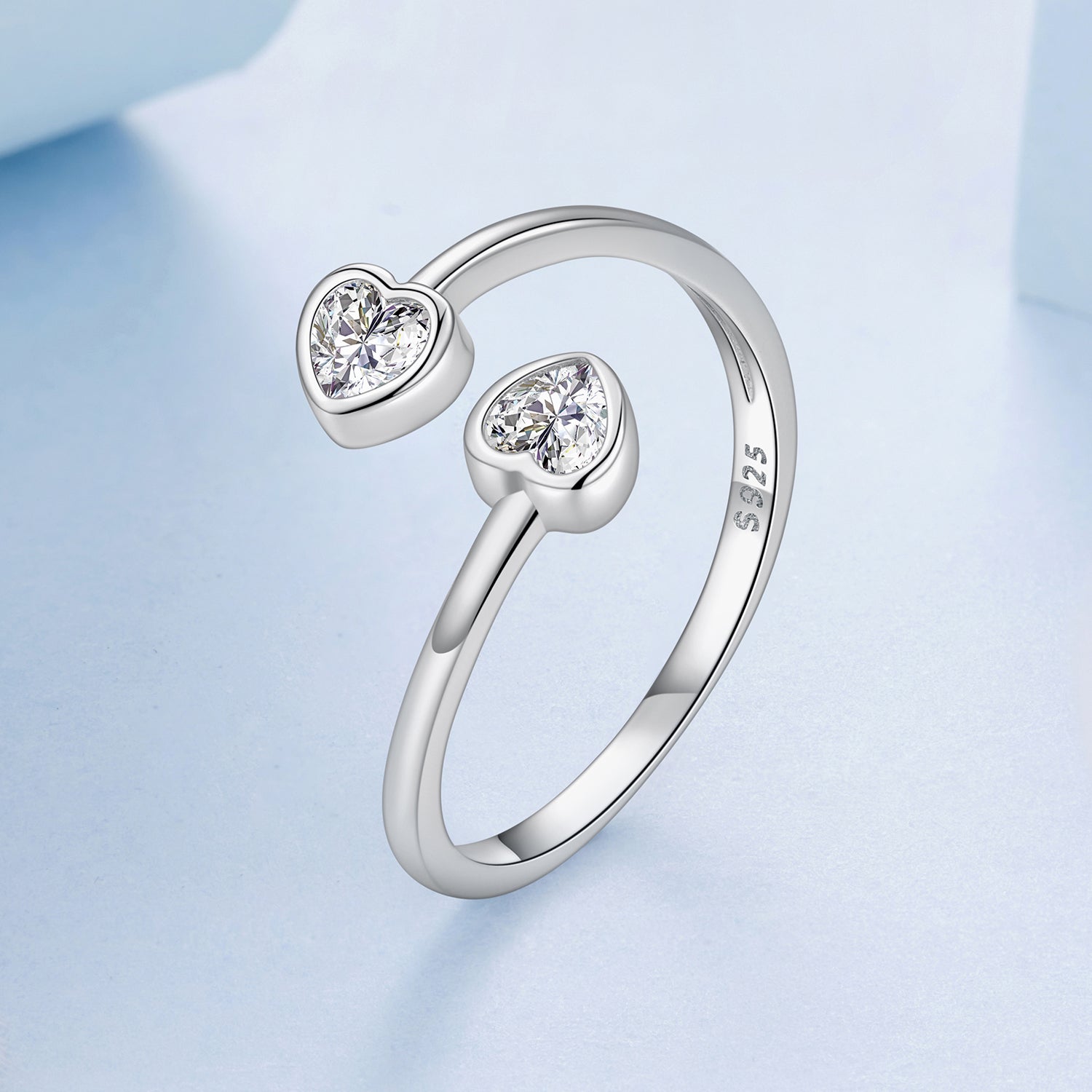 925 Sterling Silver Heart Shaped 0.17cm CZ Ring for Women  DestGlow