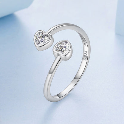 925 Sterling Silver Heart Shaped 0.17cm CZ Ring for Women  DestGlow