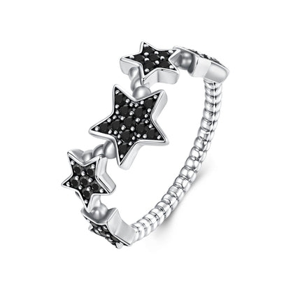 925 Sterling Silver Oxidized Rings with Pavé Setting CZ, Size 6.0 for Women  DestGlow