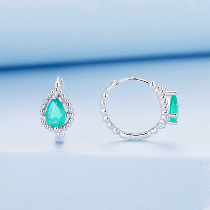 925 Sterling Silver Earrings with Pavé Setting and Transparent Glass  DestGlow