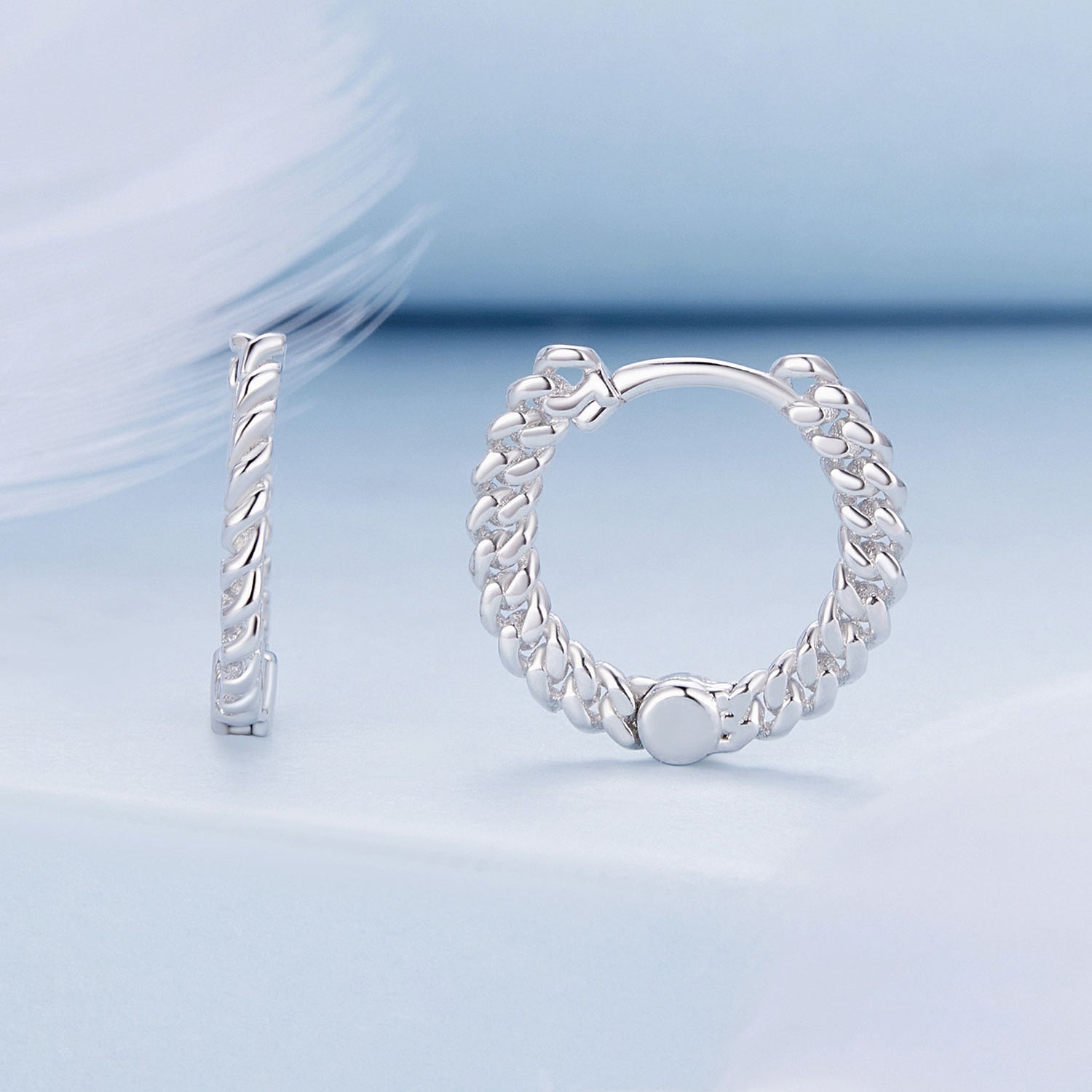 925 Sterling Silver Earrings Size 14*1.5mm Plated Platinum for Women  DestGlow