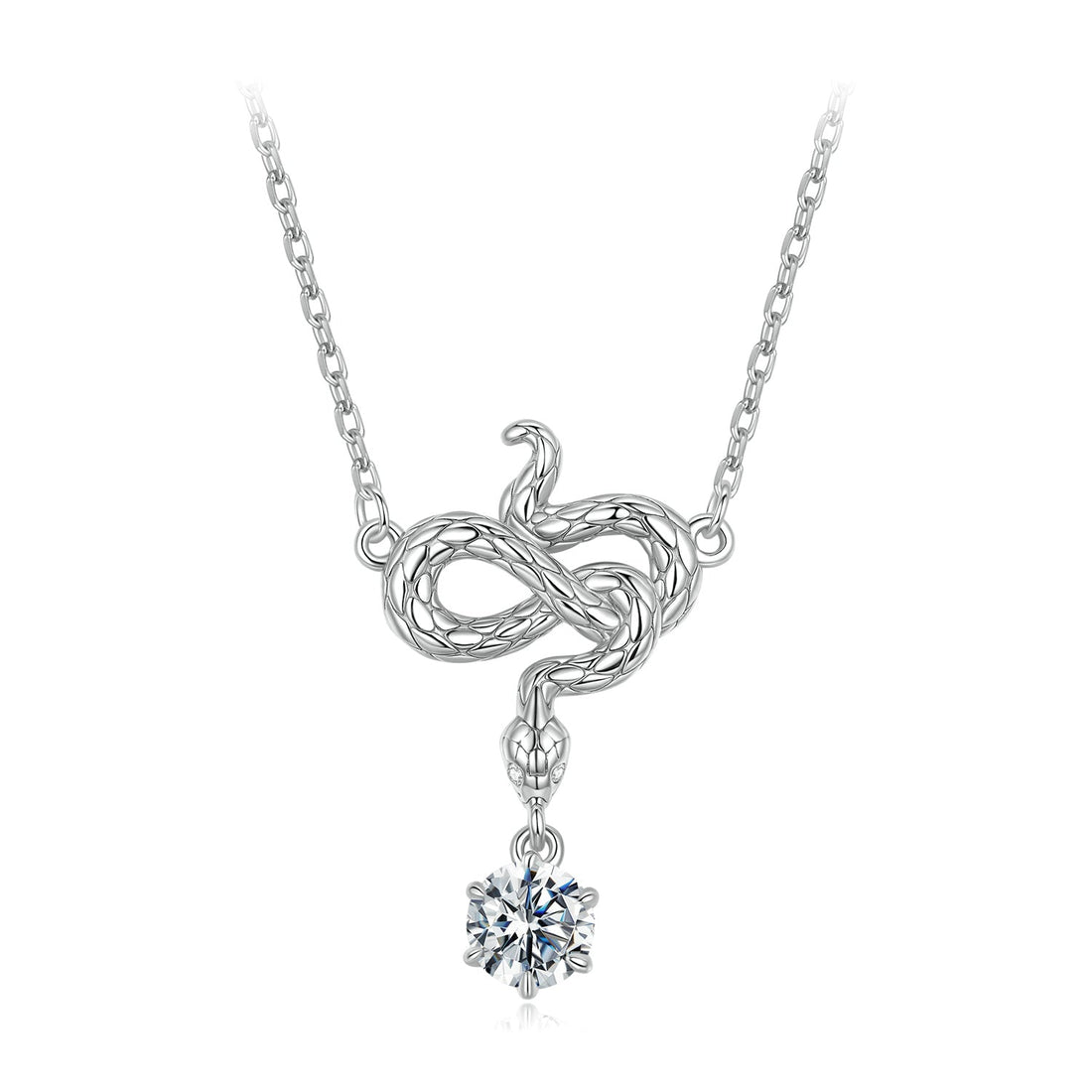 925 Sterling Silver Moissanite 0.50 Carat Necklace with CZ Pavé Setting in White Gold, 40+5cm for Women  DestGlow