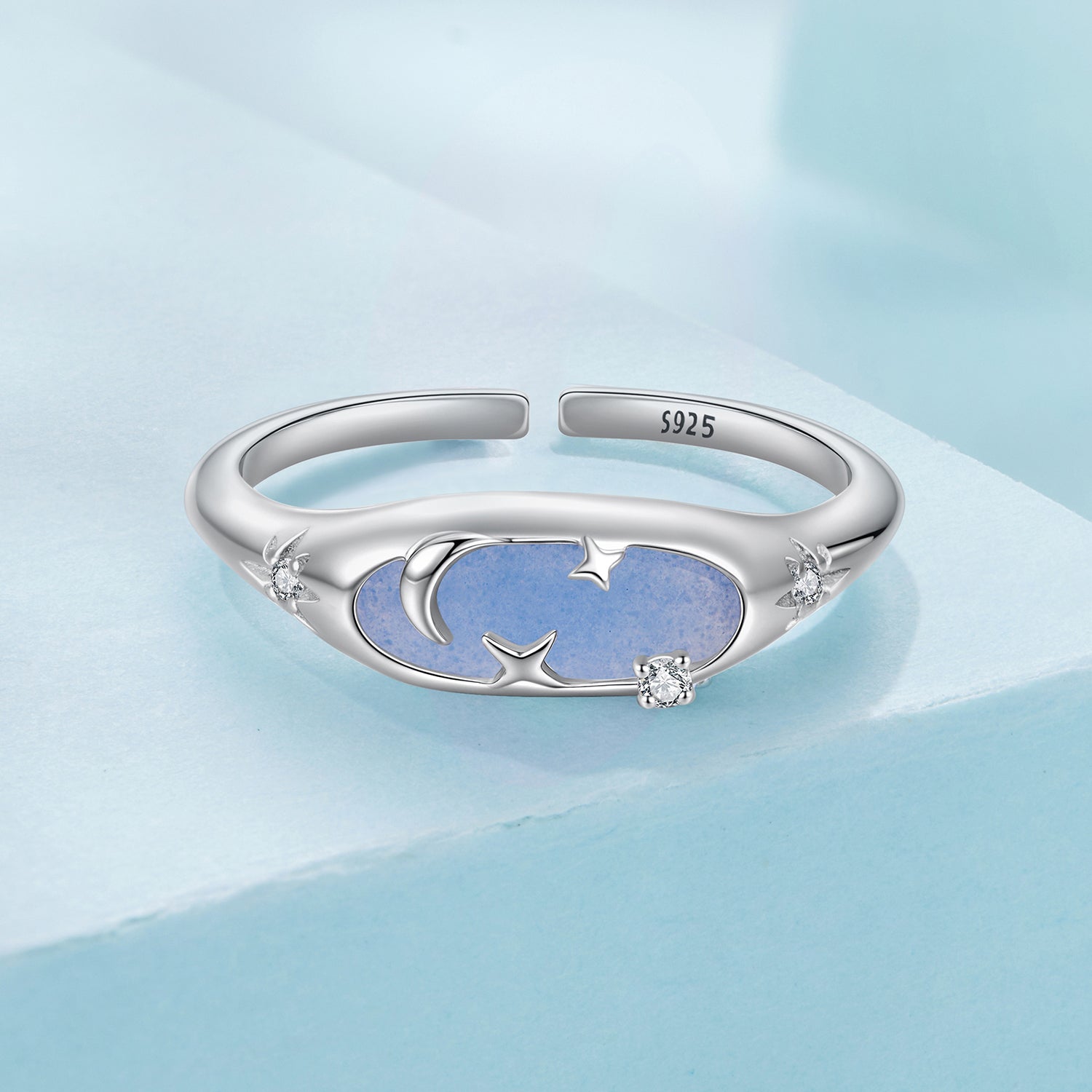 925 Sterling Silver &amp; White Gold Luminous Stone Ring for Women  DestGlow
