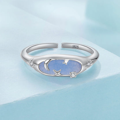 925 Sterling Silver &amp; White Gold Luminous Stone Ring for Women  DestGlow